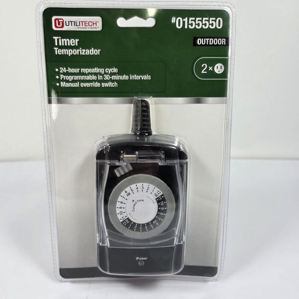 PRIME Outdoor Timer #0155550 24-Hour Repeating Cycle Manual Override Switch